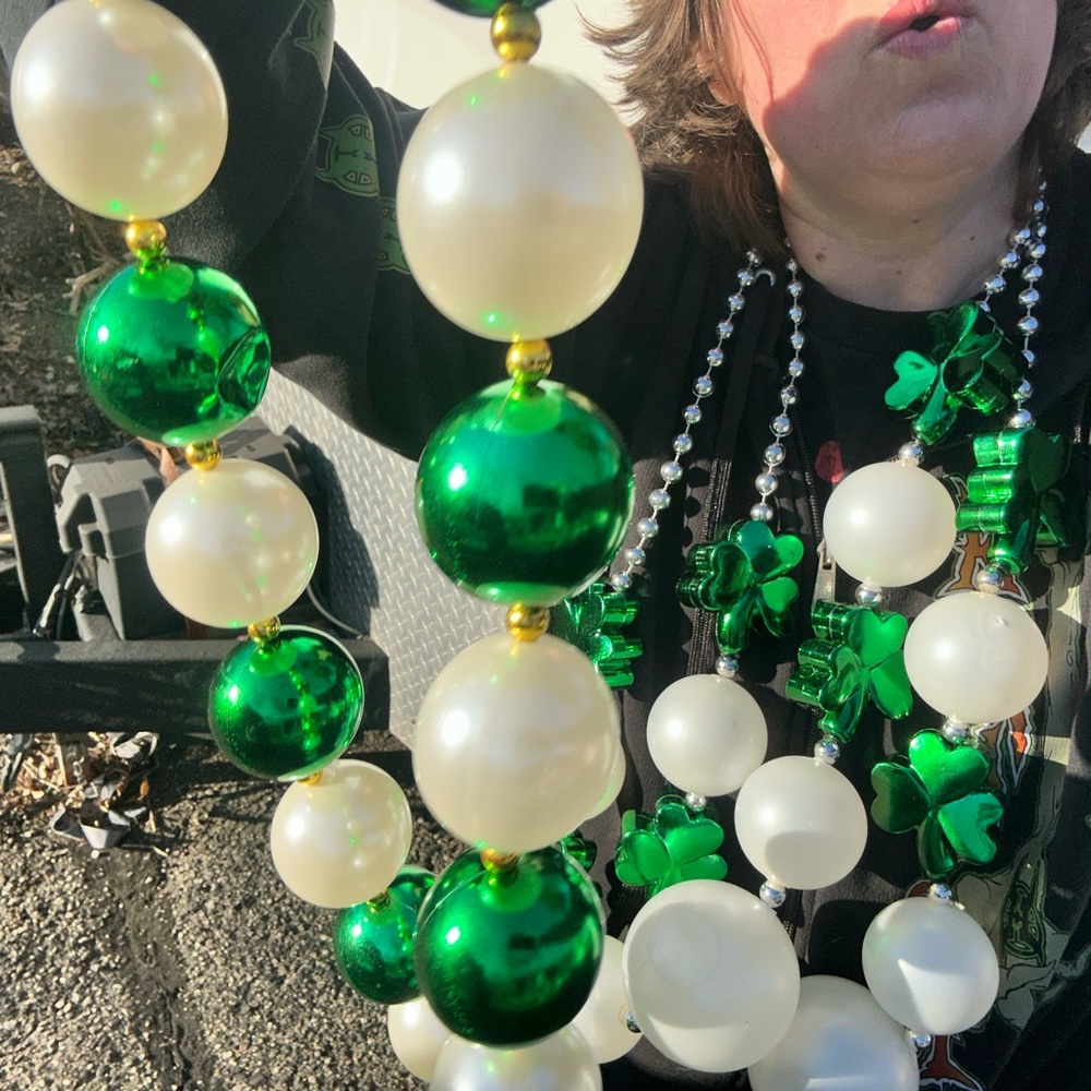 3 gigantic NOLA necklaces St Paddy’s parade costume jewelry ☘️